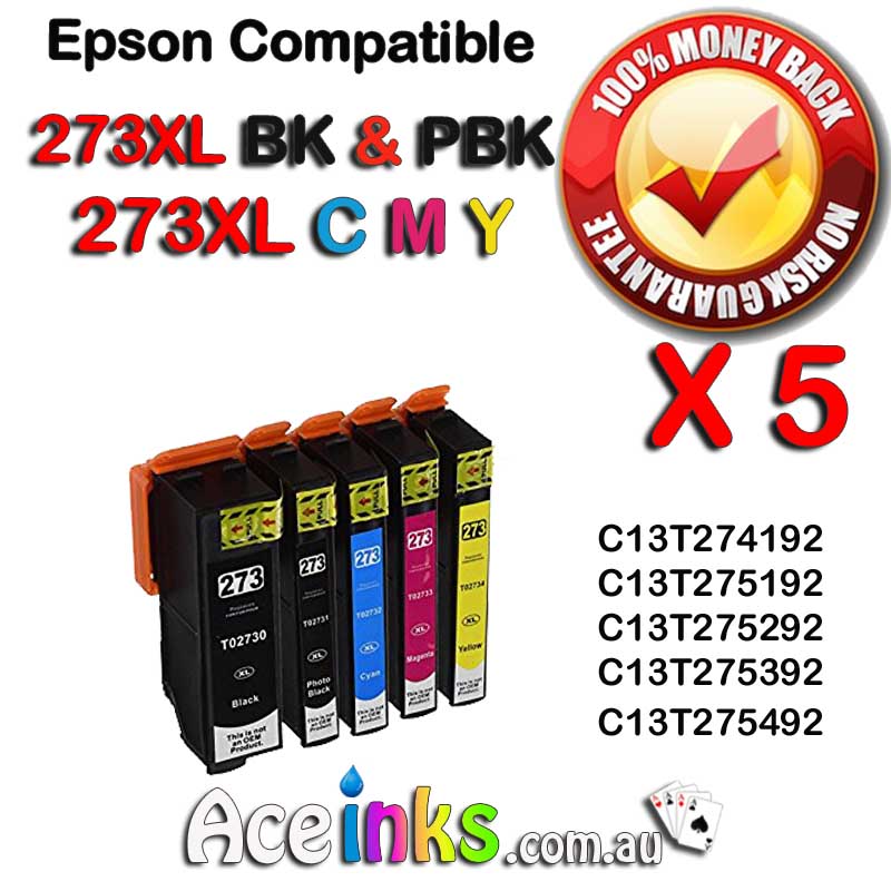 5 Pack Combo Compatible EPSON #273XL BK PB C / M / Y